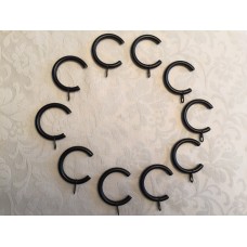 Small Black Iron Metal C Split Passing Pass Over Curtain Rings to fit a Bay Window Curtain Pole 16 to 23mm Rod